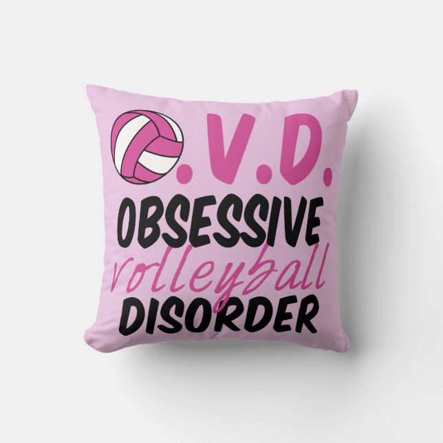 Cute Obsessive Volleyball Disorder Pink Player Cushion (Front)
