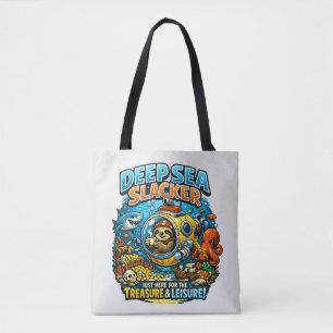 Cute Ocean Adventure Humor, Funny Sloth Diving art Tote Bag