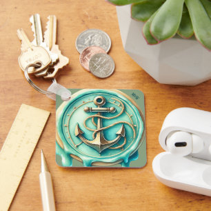 Cute Ocean Anchor Personalized Key Ring