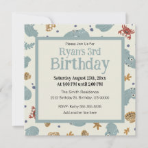 Cute Ocean Animals Baby/Toddler Custom Birthday