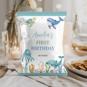 Cute Ocean Animals Birthday Chip Bag Wrapper