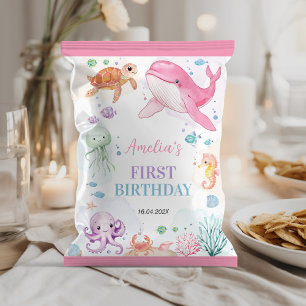 Cute Ocean Animals Birthday Chip Bag Wrapper