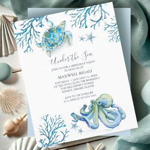 Cute Ocean Animals Boys Budget Birthday Invitation