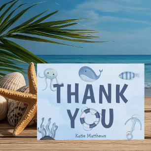Cute Ocean Animals Coastal Baby Shower Thank You Card