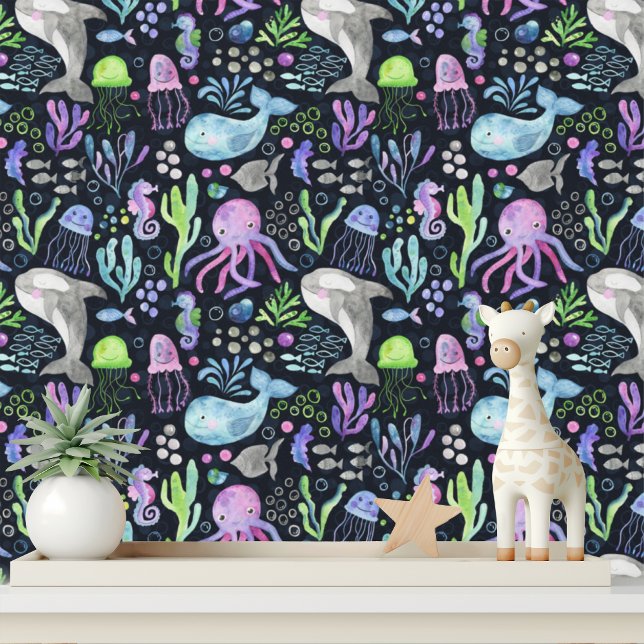 Cute Ocean Animals Nursery Room Decor Wallpaper (Creator Uploaded)