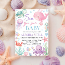 Cute Ocean Animals Sea You Soon Baby Shower