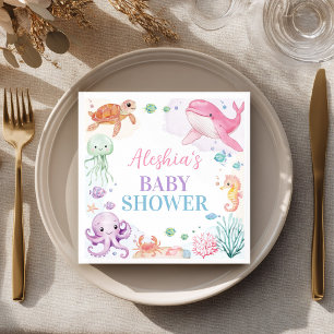 Cute Ocean Animals Sea You Soon Baby Shower Napkin