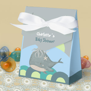 Cute Ocean Animals Whale Squid Blue Baby Shower Favour Box