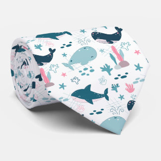 Cute Ocean Creatures Sea Life Neck Tie