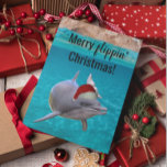 Cute Ocean Dolphin Christmas Santa  Card<br><div class="desc">This design may be personalised in the area provided by changing the photo and/or text. Or it can be customised by clicking Personalise this Template and then choosing the click to customise further option and delete or change the colour of the background, add text, change the text colour or style,...</div>