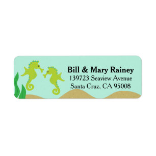 Cute Ocean Double Sea Horse Return Address Label