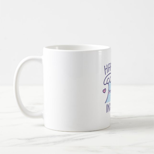 Cute Ocean Happiness Comes In Waves Coffee Mug (Left)