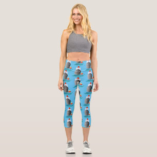 Cute ocean liner ship tug cartoon illustration capri leggings