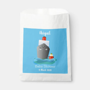 Cute ocean liner ship tug cartoon illustration favour bag