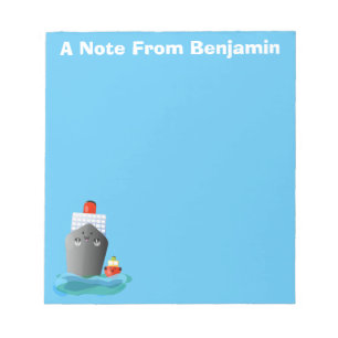 Cute ocean liner ship tug cartoon illustration notepad