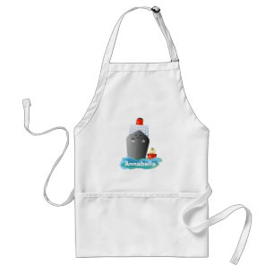 Cute ocean liner ship tug cartoon illustration standard apron