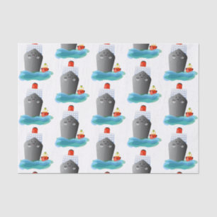 Cute ocean liner ship tug cartoon illustration tissue paper