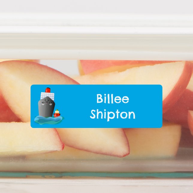 Cute ocean liner ship tug cartoon personalised (Affixed)