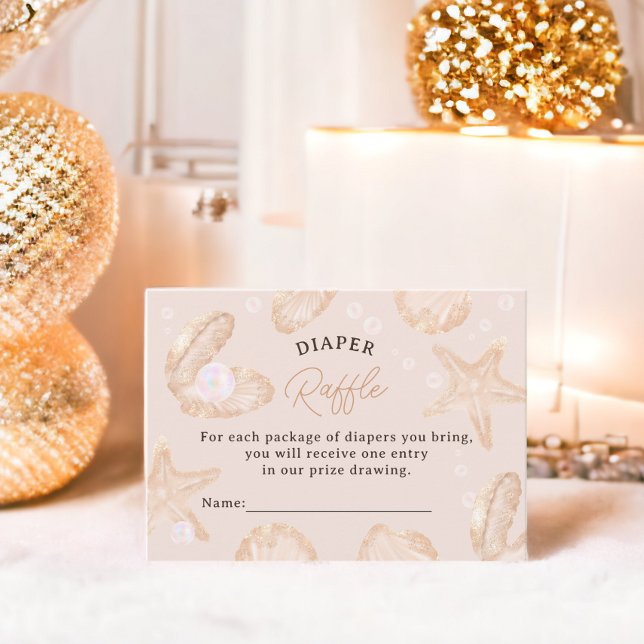 Cute ocean little pearl baby shower diaper raffle enclosure card (Cute ocean little pearl baby shower diaper raffle enclosure card)