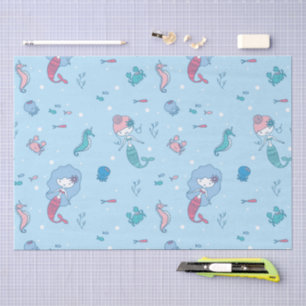 Cute Ocean Mermaids and Sea Creatures Pattern Tissue Paper