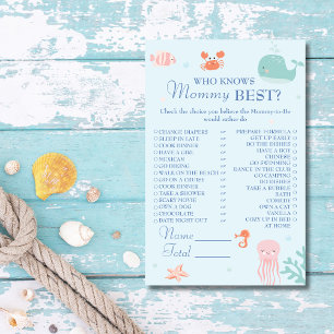 Cute Ocean Pastel Who Knows Mummy Best Game Flyer