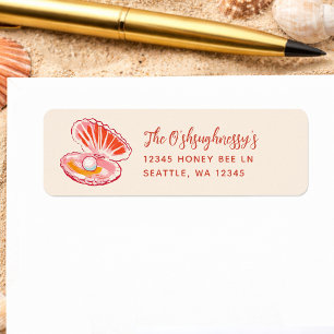 Cute Ocean Pearl Girl Baby Shower Return Address Label