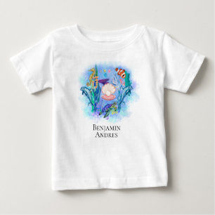 Cute Ocean Sea Animals Colourful Leaves  Baby T-Shirt