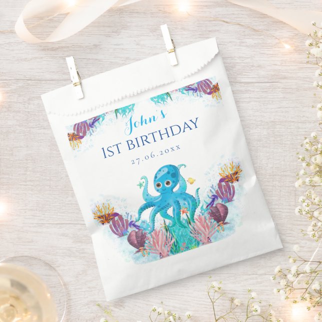Cute Ocean Sea baby Octopus Baby Shower Party Favo Favour Bag (Clipped)