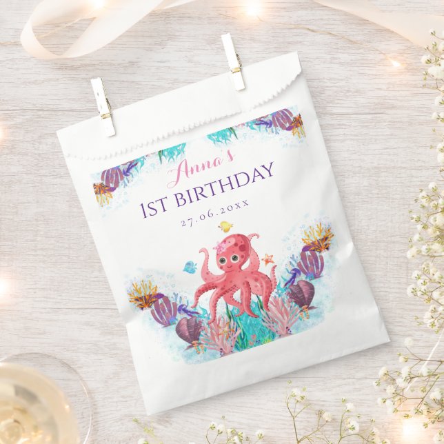 Cute Ocean Sea baby Octopus Baby Shower Party Favour Bag (Clipped)