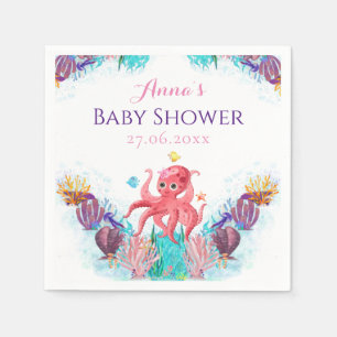 Cute Ocean Sea baby Octopus colourful Baby Shower Napkin