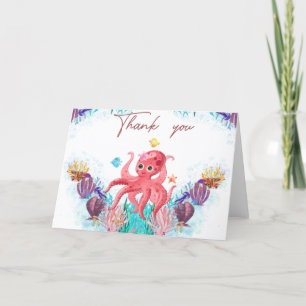 Cute Ocean Sea baby Octopus colourful Thank You Card