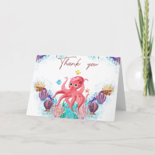 Cute Ocean Sea baby Octopus colourful  Thank You Card