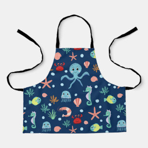 Cute Ocean Sea Life Pattern Apron