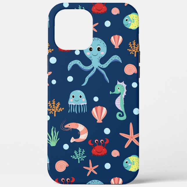 Cute Ocean Sea Life Pattern Case-Mate iPhone Case (Back)