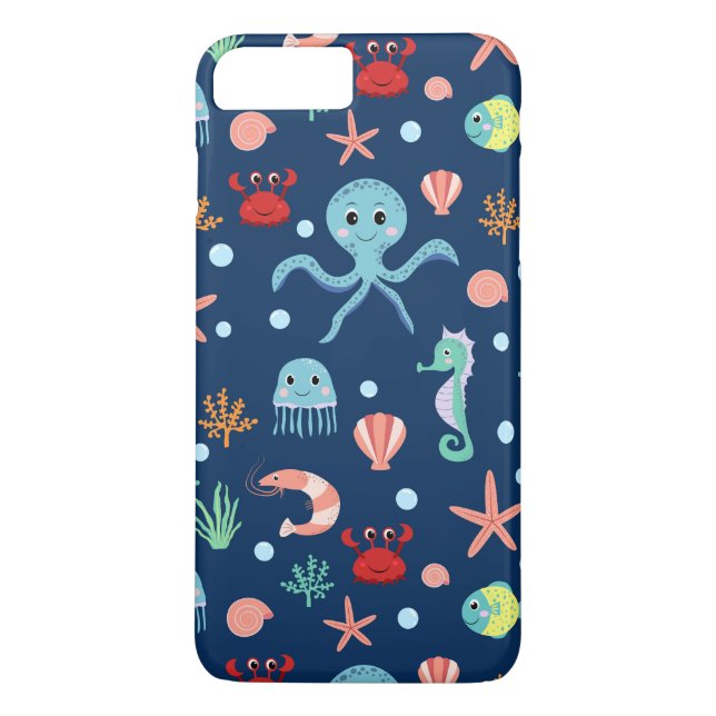 Cute Ocean Sea Life Pattern Case-Mate iPhone Case (Back)