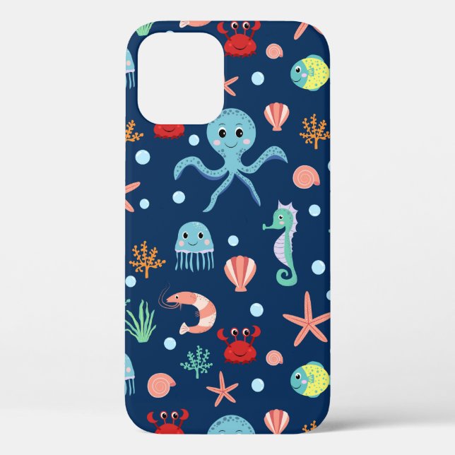 Cute Ocean Sea Life Pattern Case-Mate iPhone Case (Back)