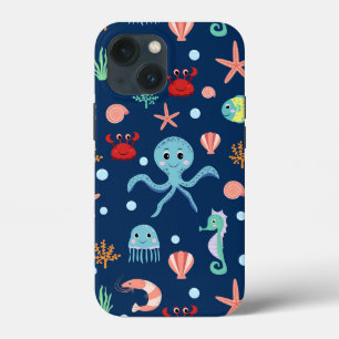 Cute Ocean Sea Life Pattern iPhone 13 Mini Case