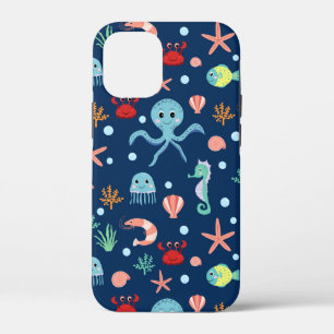 Cute Ocean Sea Life Pattern iPhone 12 Mini Case