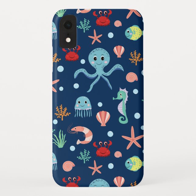 Cute Ocean Sea Life Pattern Case-Mate iPhone Case (Back)