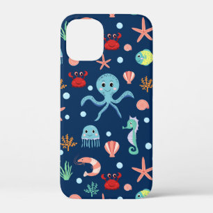 Cute Ocean Sea Life Pattern iPhone 12 Mini Case