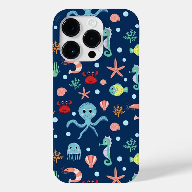 Cute Ocean Sea Life Pattern Case-Mate iPhone Case (Back)