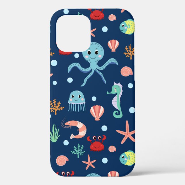 Cute Ocean Sea Life Pattern Case-Mate iPhone Case (Back)