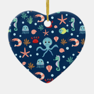 Cute Ocean Sea Life Pattern Ceramic Ornament