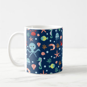 Cute Ocean Sea Life Pattern Coffee Mug