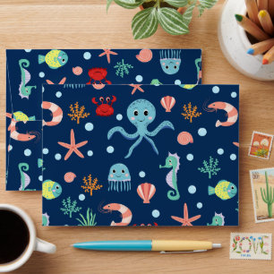 Cute Ocean Sea Life Pattern Envelope