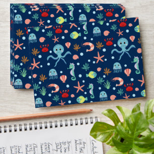 Cute Ocean Sea Life Pattern Envelope