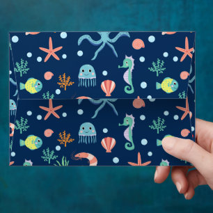 Cute Ocean Sea Life Pattern Envelope