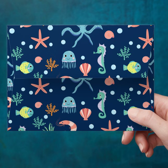 Cute Ocean Sea Life Pattern Envelope (Hand)