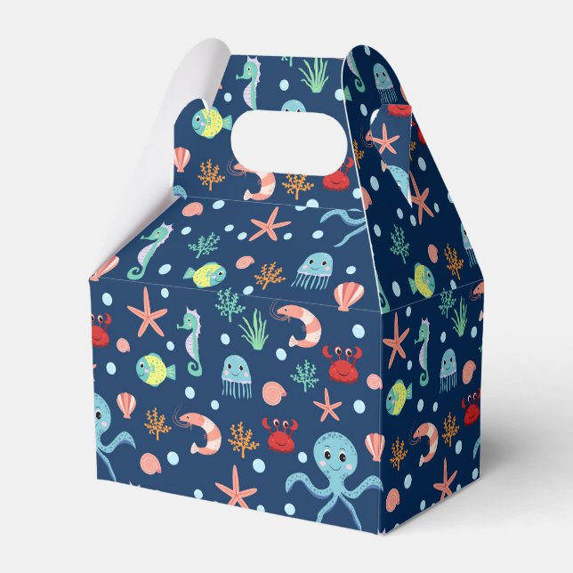 Cute Ocean Sea Life Pattern Favour Box (Front Side)