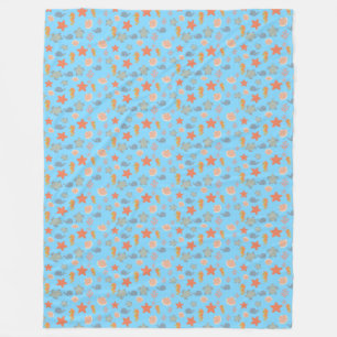 Cute Ocean Sea Life Pattern Fleece Blanket